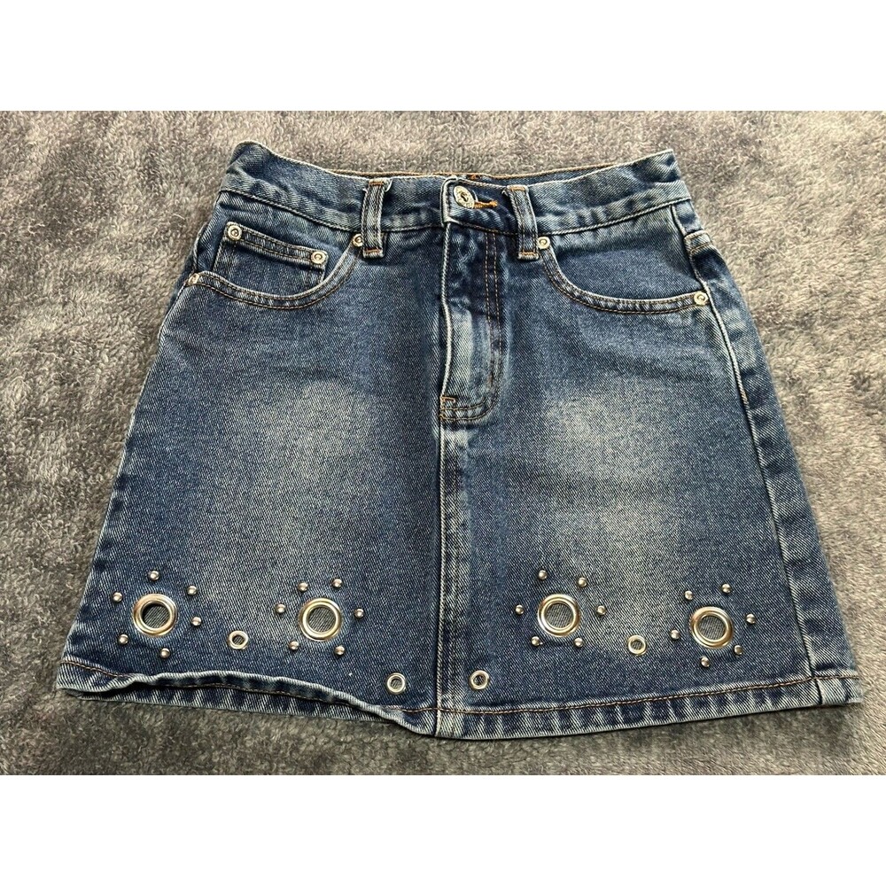 Route 66 Denim Mini Skirt with Raw Hem Size 8